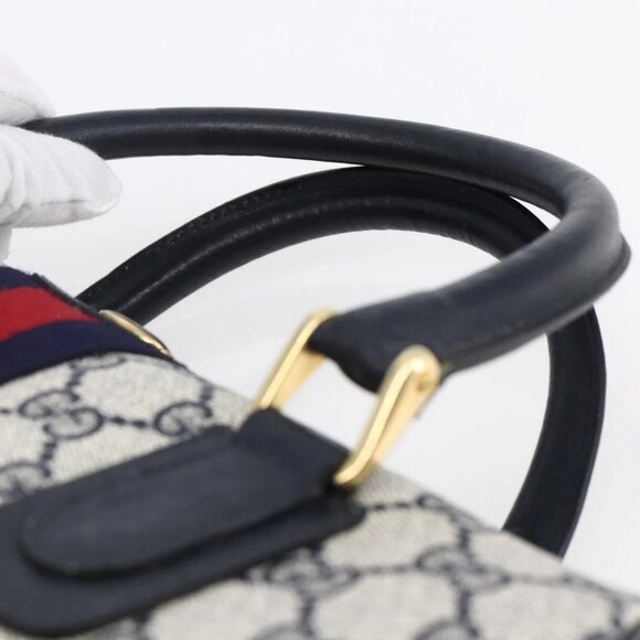 GUCCI GG Supreme Sherry Line Shoulder Bag PVC 2way Navy Gold 010 378 Auth 145988 - Picture 8 of 16
